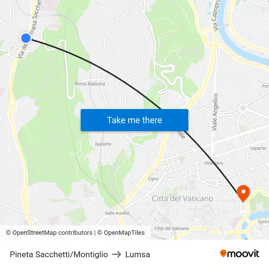 Pineta Sacchetti/Montiglio to Lumsa map
