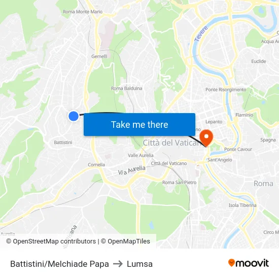 Battistini/Melchiade Papa to Lumsa map