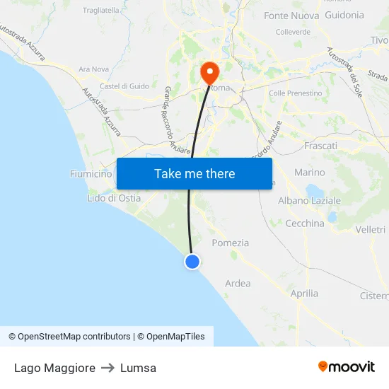 Lake Maggiore to Lumsa map
