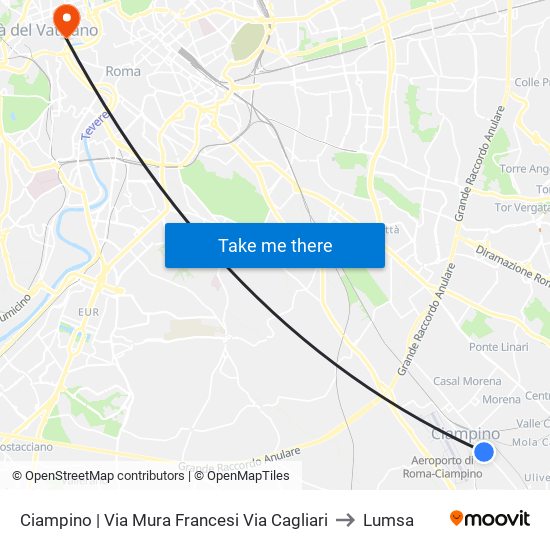 Ciampino | Via Mura Francesi Via Cagliari to Lumsa map