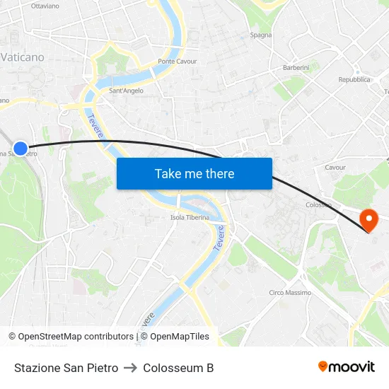 Stazione San Pietro to Colosseum B map