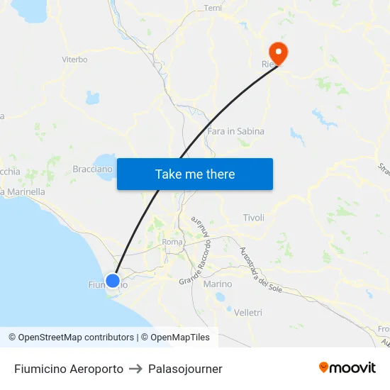 Fiumicino Aeroporto to Palasojourner map