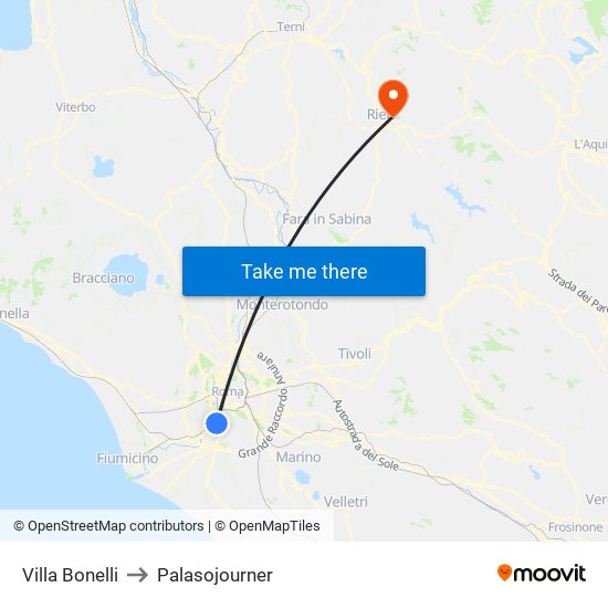 Villa Bonelli to Palasojourner map