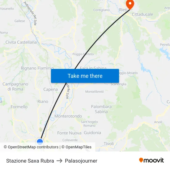 Saxa Rubra Station to Palasojourner map