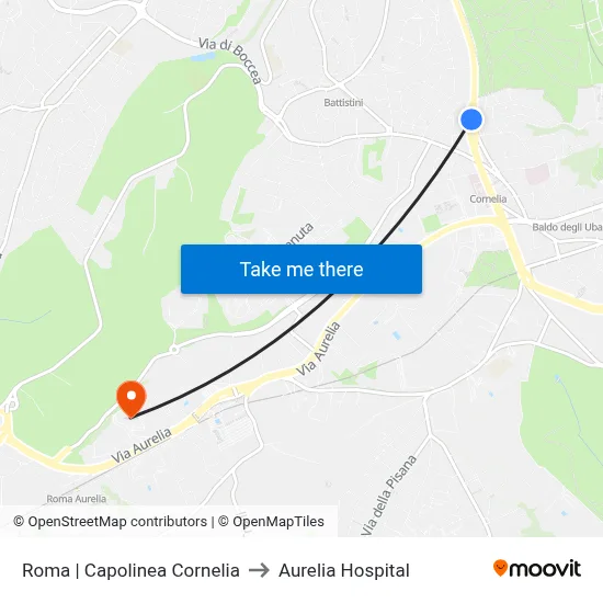 Roma | Capolinea Cornelia to Aurelia Hospital map