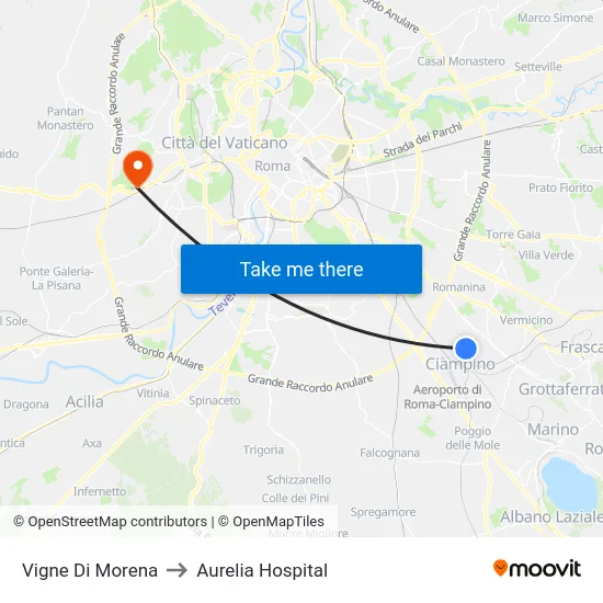 Vigne Di Morena to Aurelia Hospital map