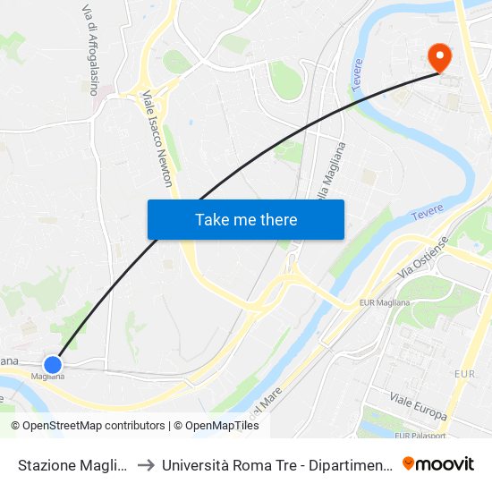 Stazione Magliana (Fl1) to Università Roma Tre - Dipartimento Di Ingegneria map