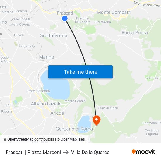 Frascati | Piazza Marconi to Villa Delle Querce map