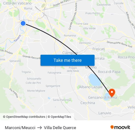 Marconi/Meucci to Villa Delle Querce map