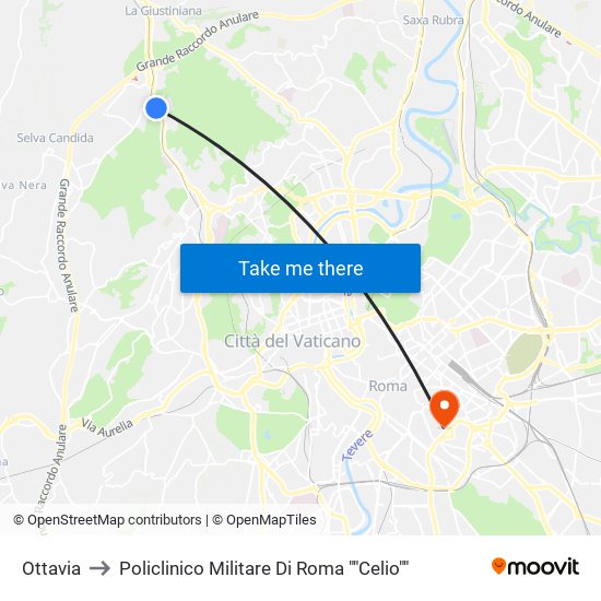 Ottavia to Policlinico Militare Di Roma ""Celio"" map