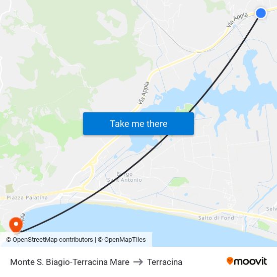 Monte S. Biagio-Terracina Mare to Terracina map