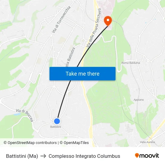 Battistini (Ma) to Complesso Integrato Columbus map