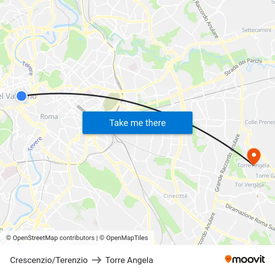 Crescenzio/Terenzio to Torre Angela map