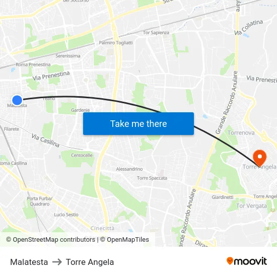 Malatesta to Torre Angela map