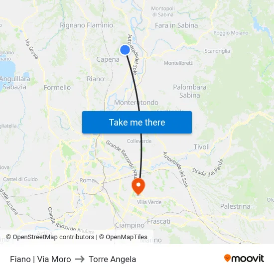Fiano via Moro to Torre Angela map