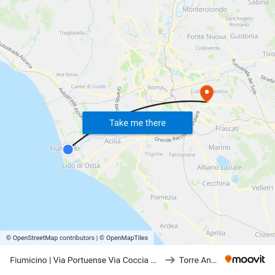 Fiumicino | Via Portuense Via Coccia Di Morto to Torre Angela map