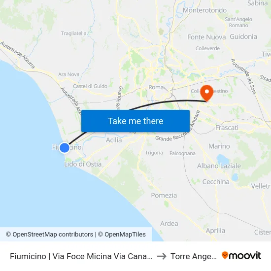 Fiumicino | Via Foce Micina Via Canale to Torre Angela map