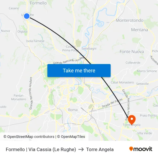 Formello | Cassia Road (Le Rughe) to Torre Angela map