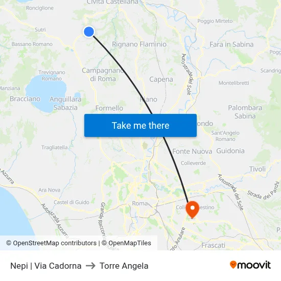 Nepi | Via Cadorna to Torre Angela map