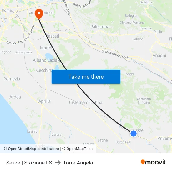 Sezze | Stazione FS to Torre Angela map