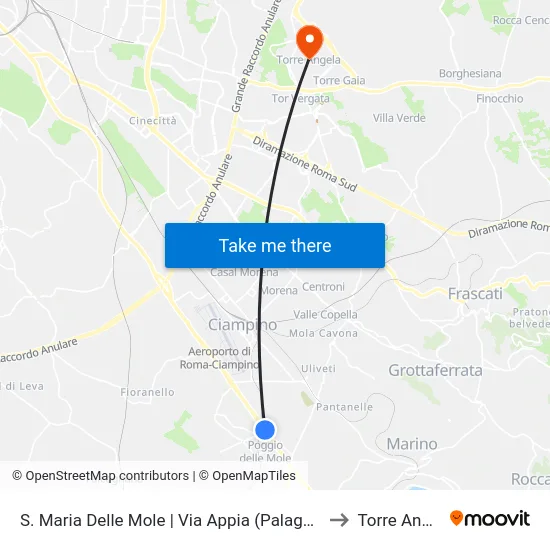 S. Maria Delle Mole | Via Appia (Palaghiaccio) to Torre Angela map