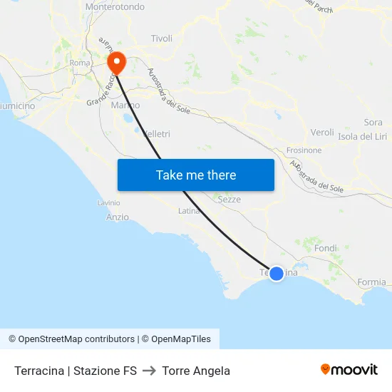 Terracina | Stazione FS to Torre Angela map