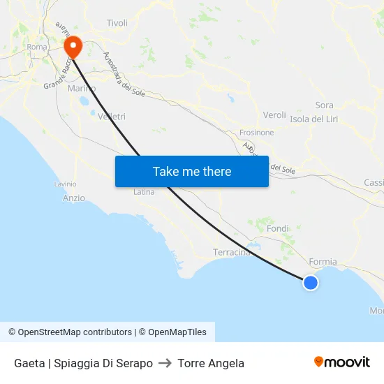 Gaeta | Spiaggia Di Serapo to Torre Angela map