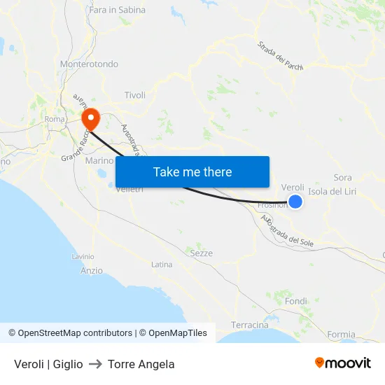 Veroli | Giglio to Torre Angela map