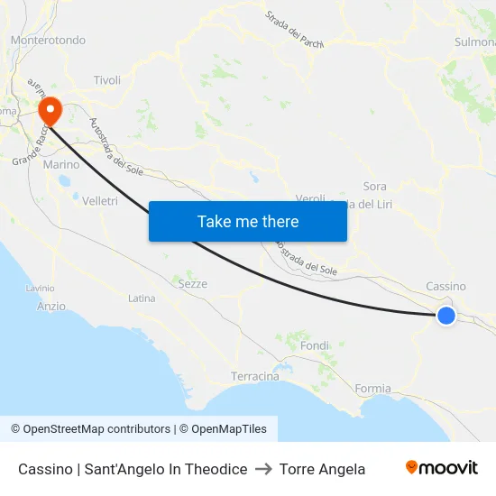Cassino | Sant'Angelo In Theodice to Torre Angela map
