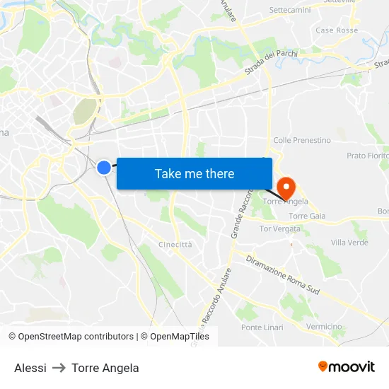 Alessi to Torre Angela map