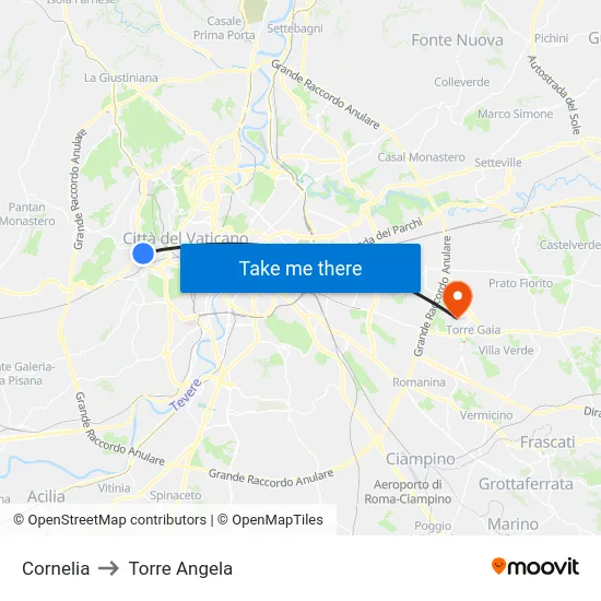 Cornelia to Torre Angela map