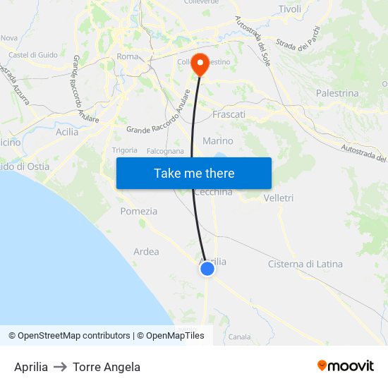 Aprilia to Torre Angela map