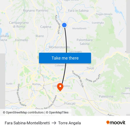 Fara Sabina-Montelibretti to Torre Angela map