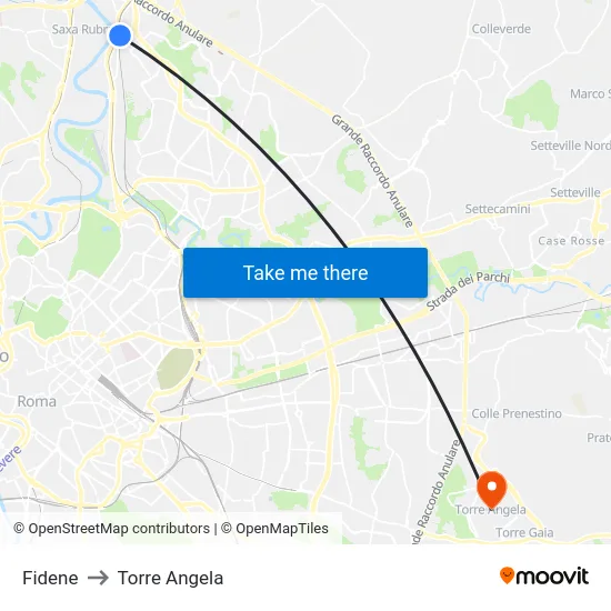Fidene to Torre Angela map