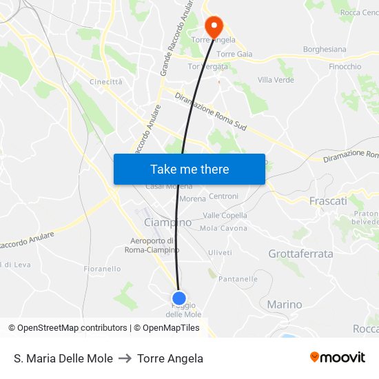 S. Maria Delle Mole to Torre Angela map