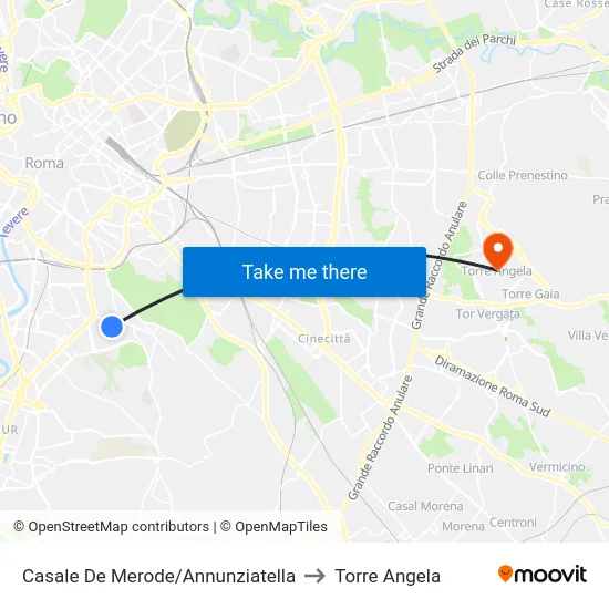 Casale De Merode/Annunziatella to Torre Angela map