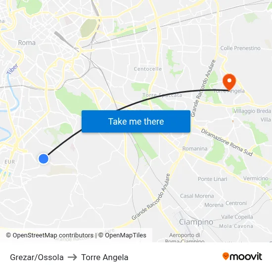Grezar/Ossola to Torre Angela map