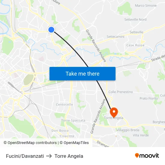 Fucini/Davanzati to Torre Angela map