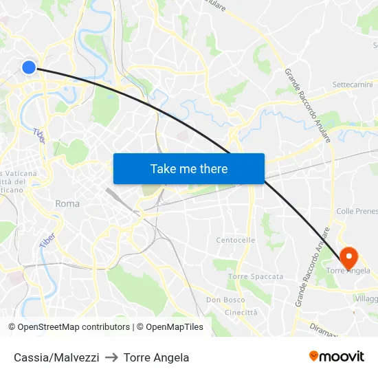 Cassia/Malvezzi to Torre Angela map