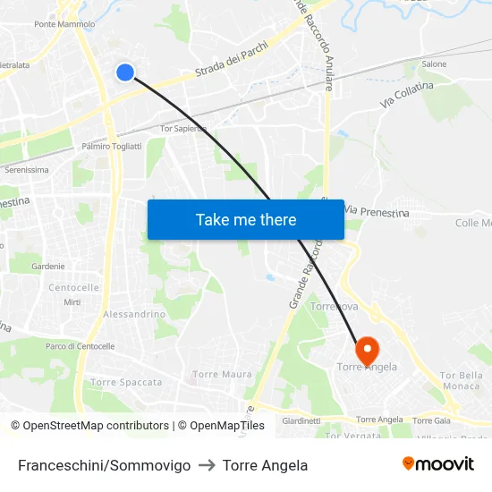 Franceschini/Sommovigo to Torre Angela map
