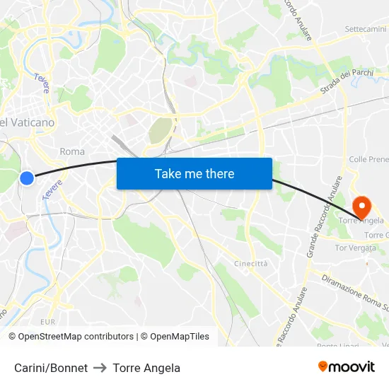 Carini/Bonnet to Torre Angela map