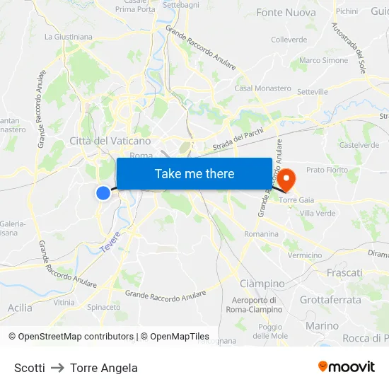 Scotti to Torre Angela map