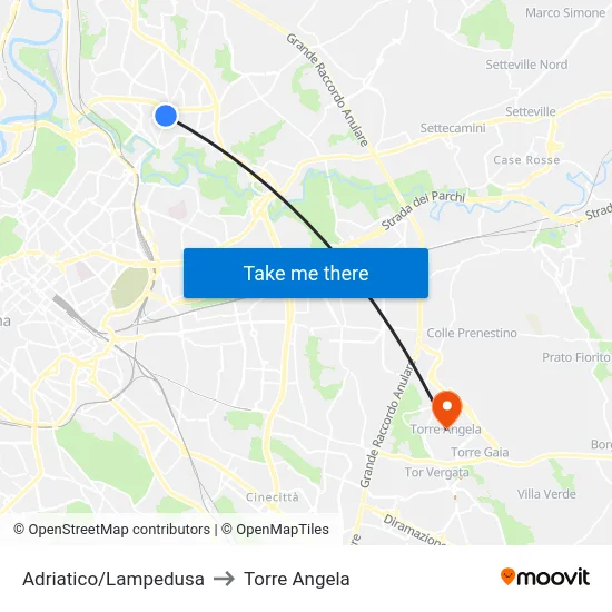 Adriatico/Lampedusa to Torre Angela map