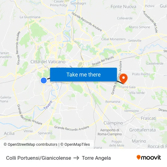 Colli Portuensi/Gianicolense to Torre Angela map