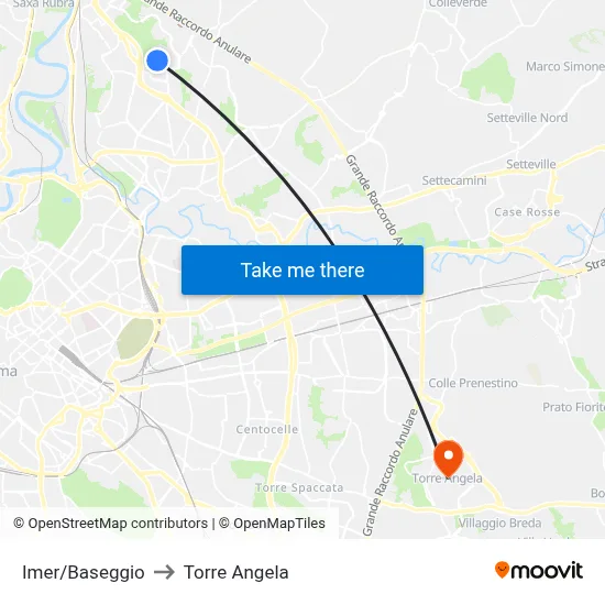 Imer/Baseggio to Torre Angela map