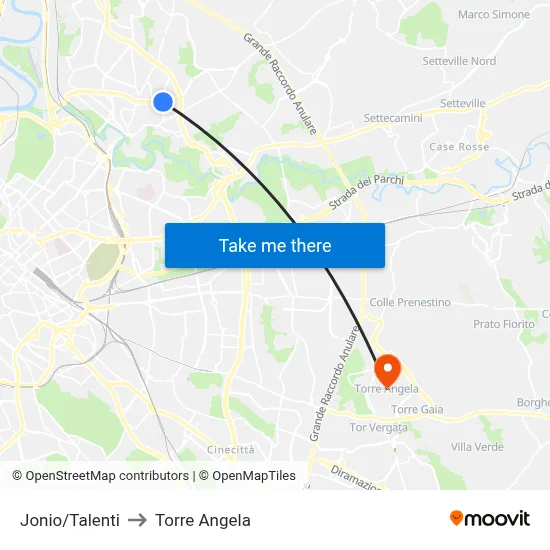 Jonio/Talenti to Torre Angela map