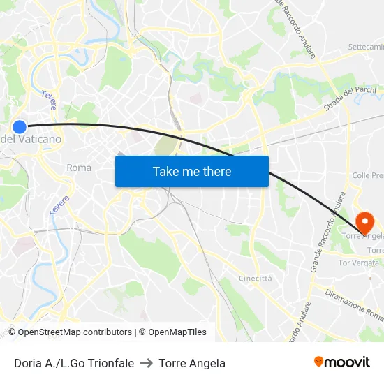 Doria A./L.Go Trionfale to Torre Angela map