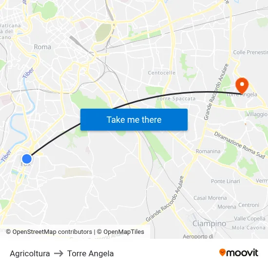 Agriculture to Torre Angela map