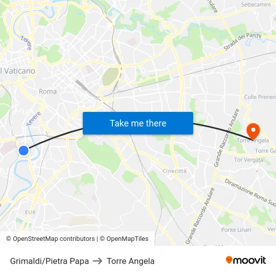 Grimaldi/Pietra Papa to Torre Angela map