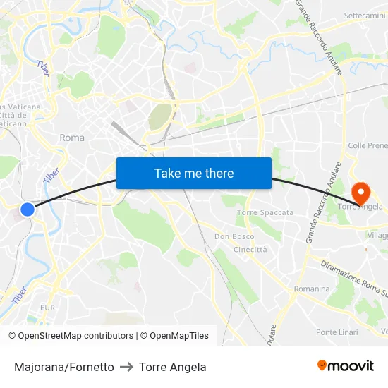 Majorana/Fornetto to Torre Angela map